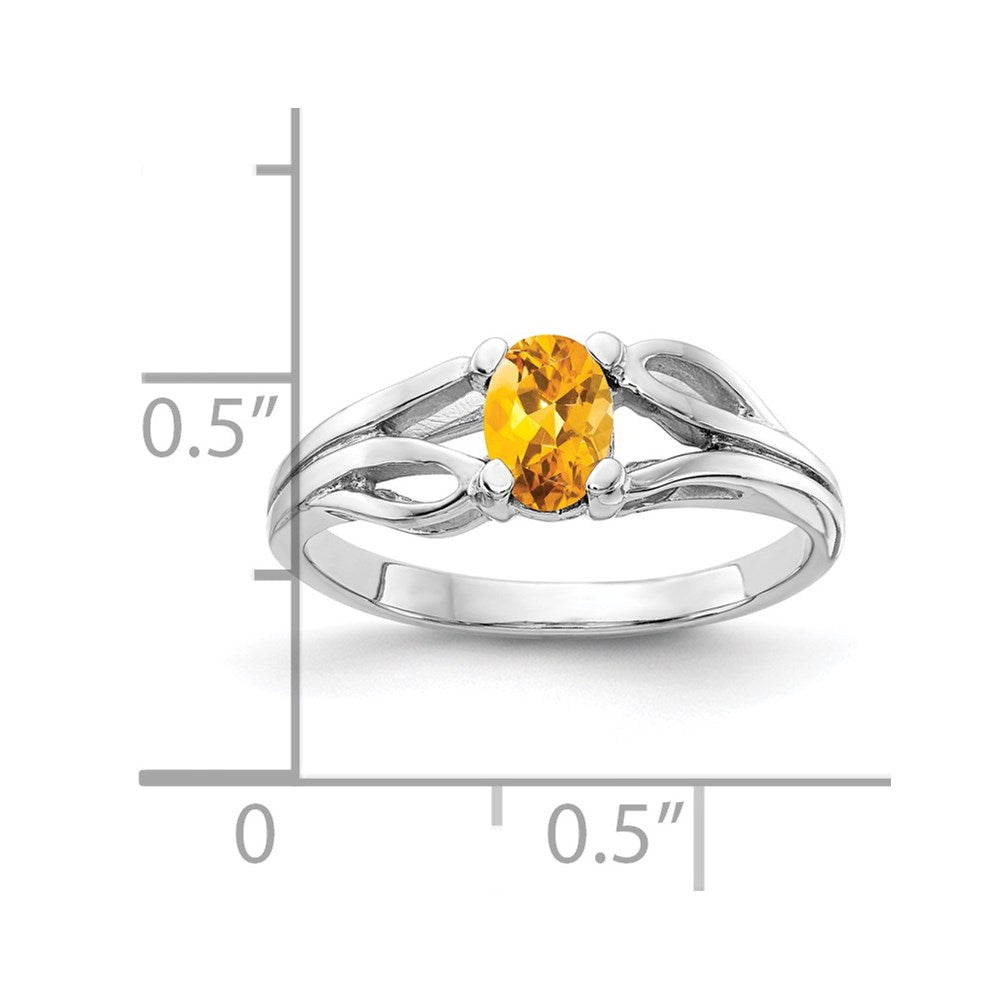 14k White Gold 6x4mm Oval Citrine ring