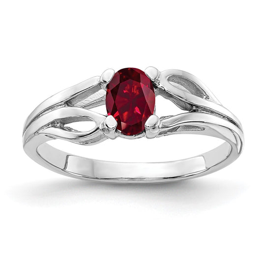 14k White Gold 6x4mm Oval Created Ruby ring