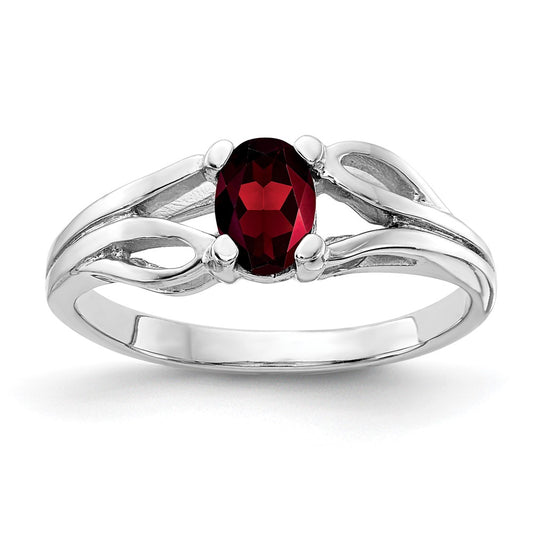 14k White Gold 6x4mm Oval Garnet ring