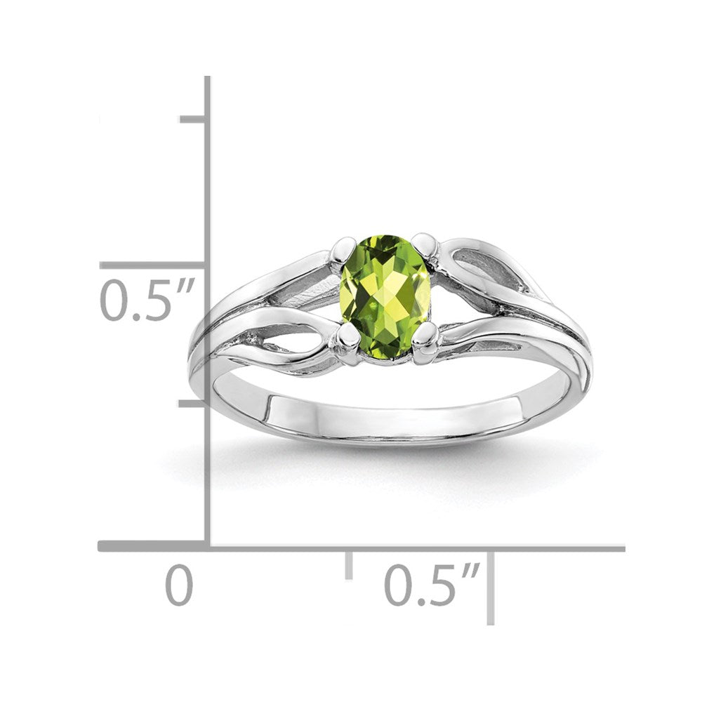 Solid 14k White Gold 6x4mm Oval Simulated Peridot Ring