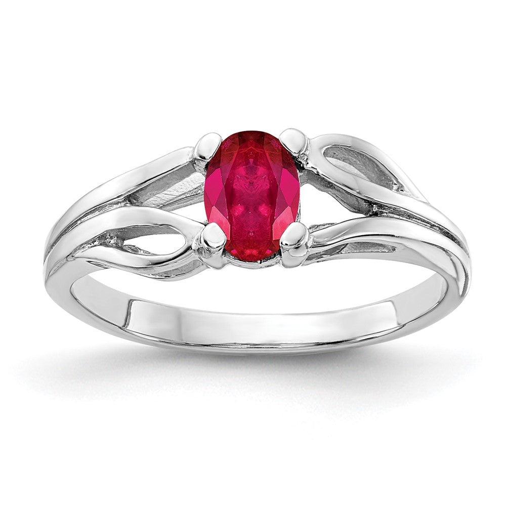 14k White Gold 6x4mm Oval Ruby ring