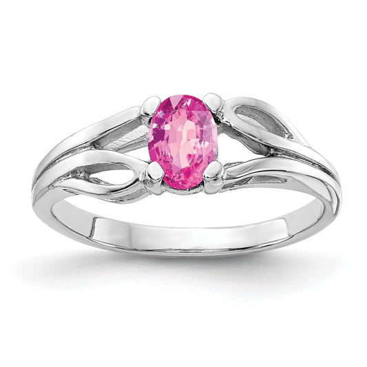 14k White Gold 6x4mm Oval Pink Sapphire ring