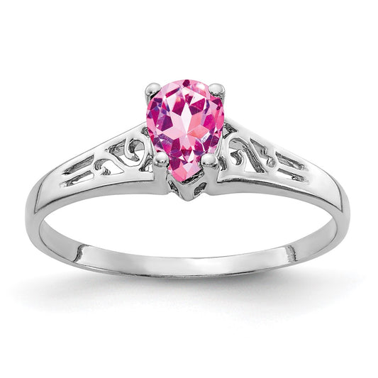 14k White Gold 6x4mm Pear Pink Sapphire ring