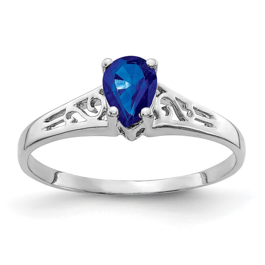 14k White Gold 6x4mm Pear Sapphire ring