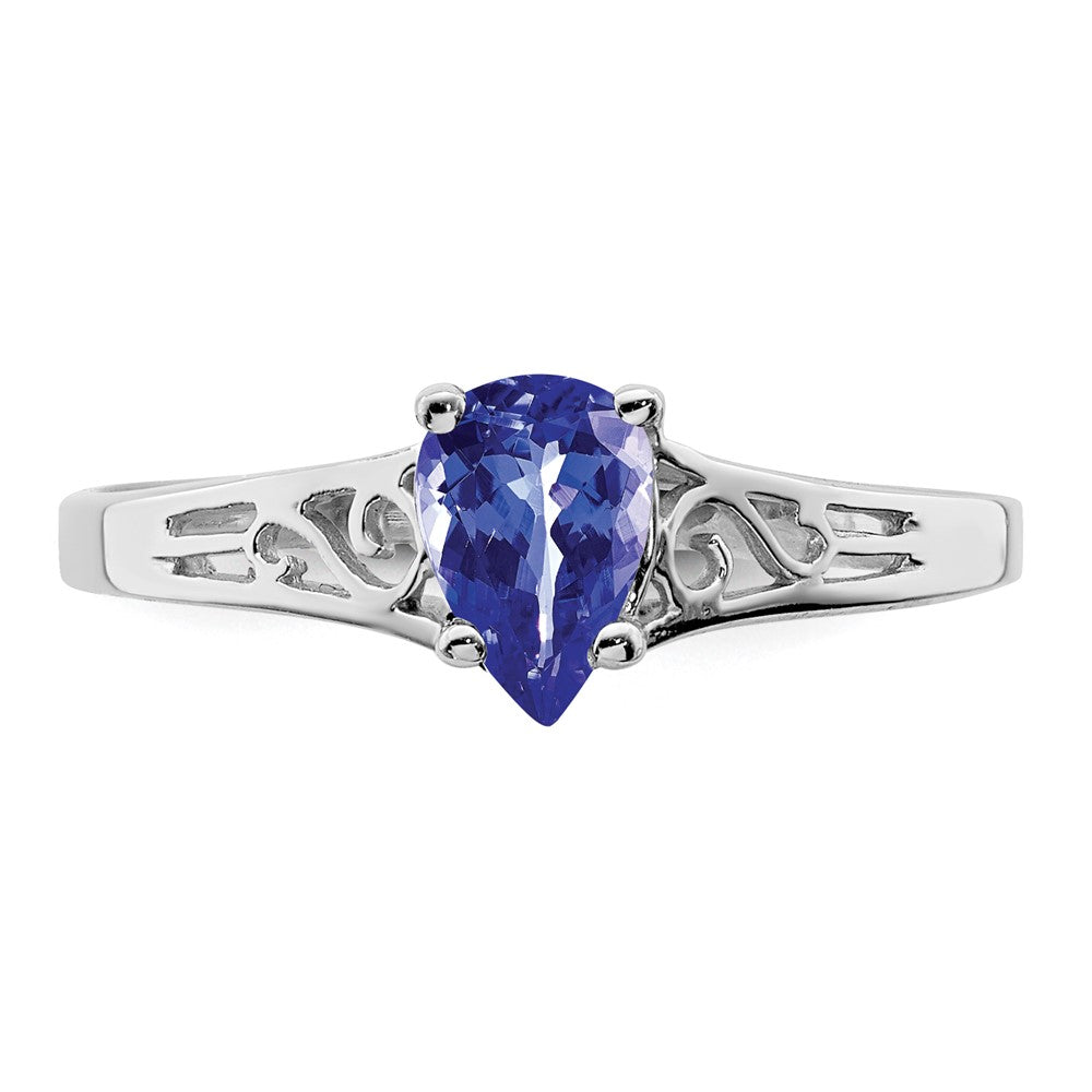 14k White Gold 6x4mm Pear Tanzanite ring