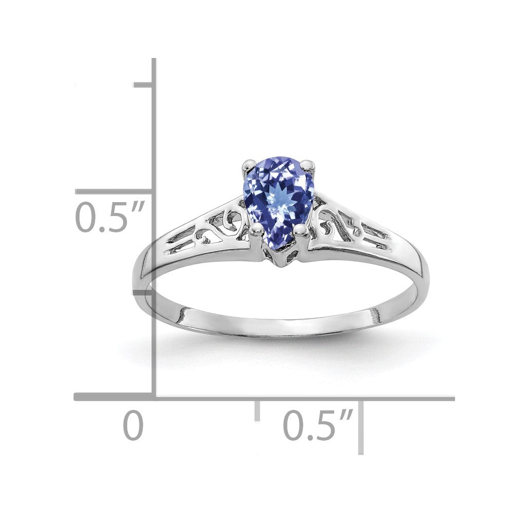 14k White Gold 6x4mm Pear Tanzanite ring