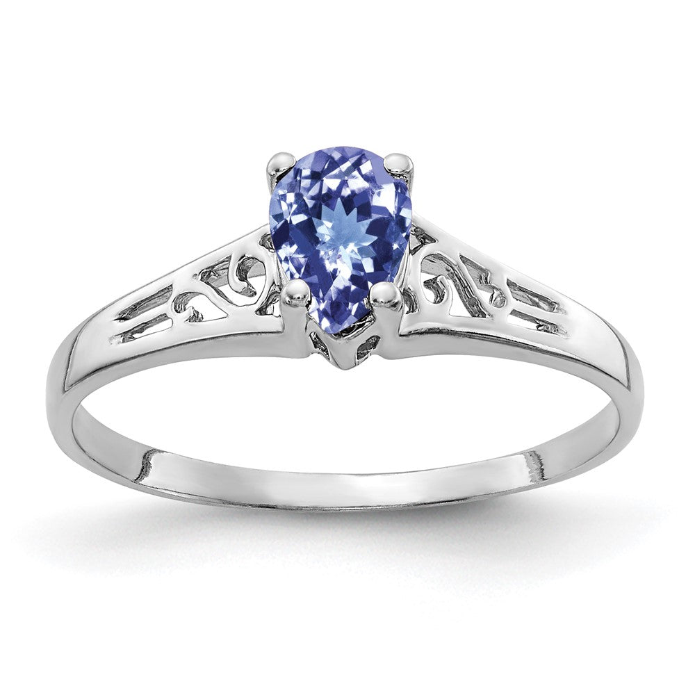 14k White Gold 6x4mm Pear Tanzanite ring