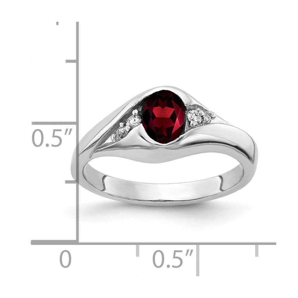 14k White Gold 6x4mm Oval Garnet A Real Diamond ring