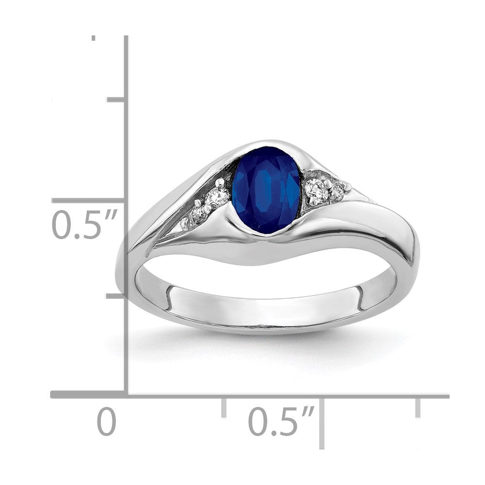 14k White Gold 6x4mm Oval Sapphire VS Real Diamond ring