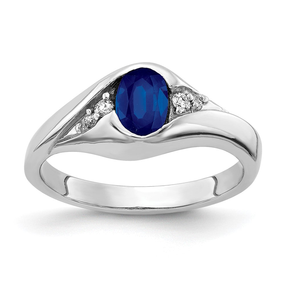 14k White Gold 6x4mm Oval Sapphire VS Real Diamond ring