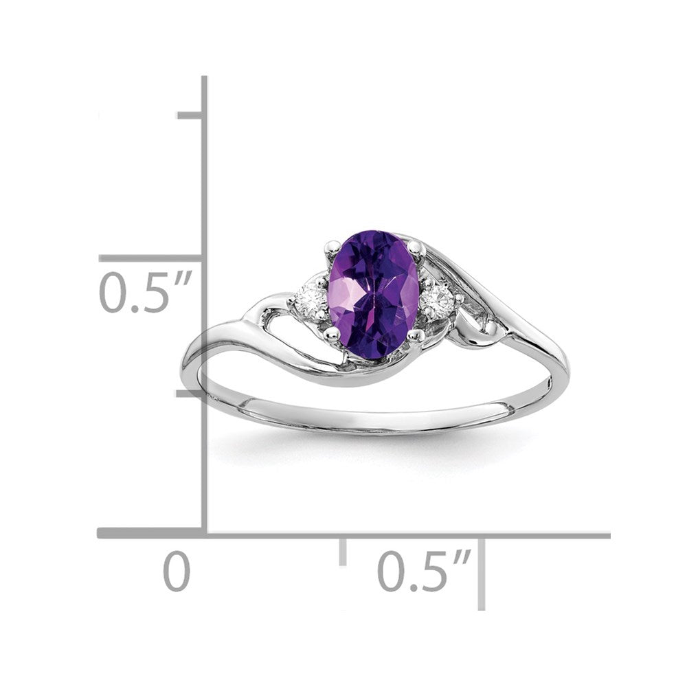 Solid 14k White Gold 6x4mm Oval Simulated Amethyst AA CZ Ring