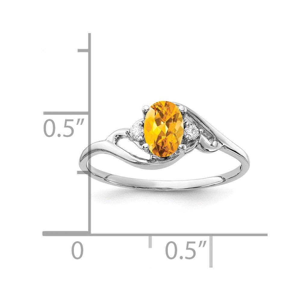 14k White Gold 6x4mm Oval Citrine Checker VS Real Diamond ring