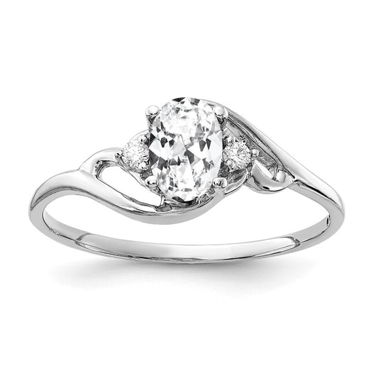 14k White Gold 6x4mm Oval Cubic Zirconia AA Diamond Ring