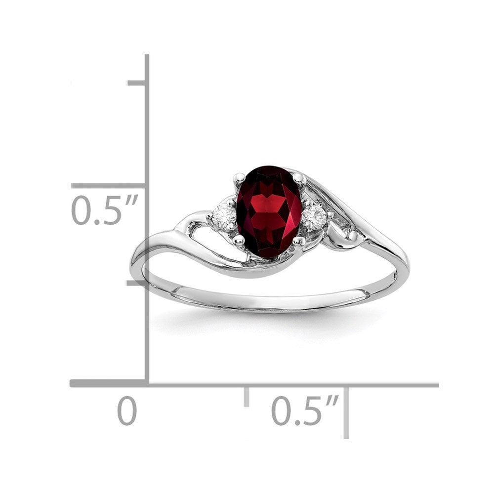 14k White Gold 6x4mm Oval Garnet Checker AAA Diamond ring