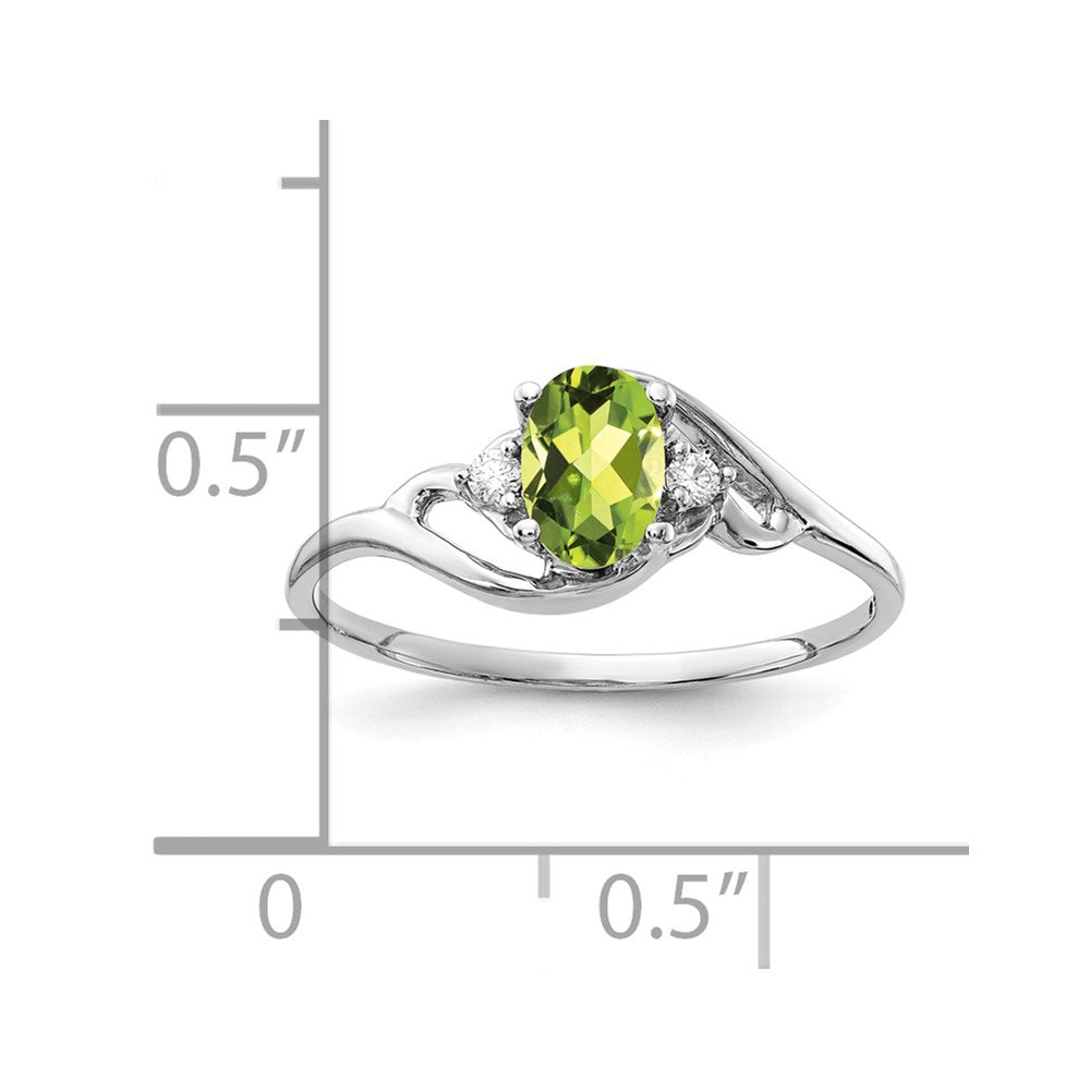 Solid 14k White Gold 6x4mm Oval Simulated Peridot A CZ Ring