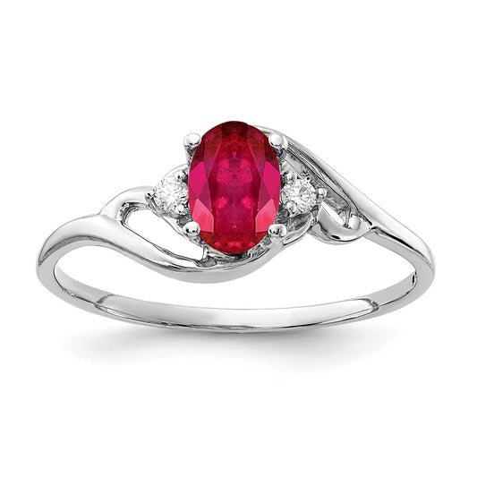 14k White Gold 6x4mm Oval Ruby A Real Diamond ring