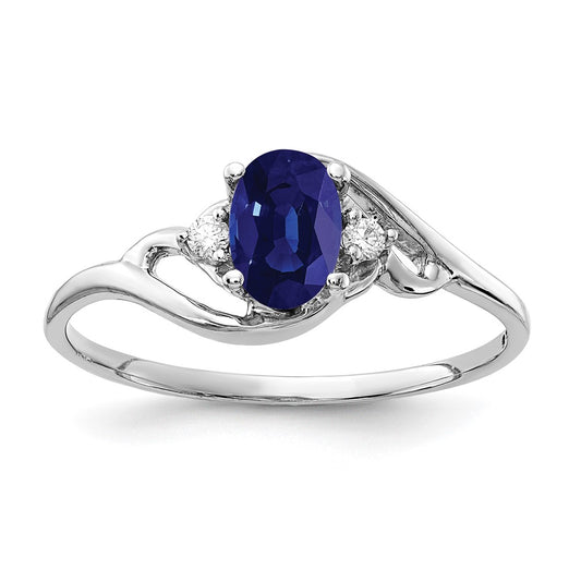 14k White Gold 6x4mm Oval Sapphire A Real Diamond ring