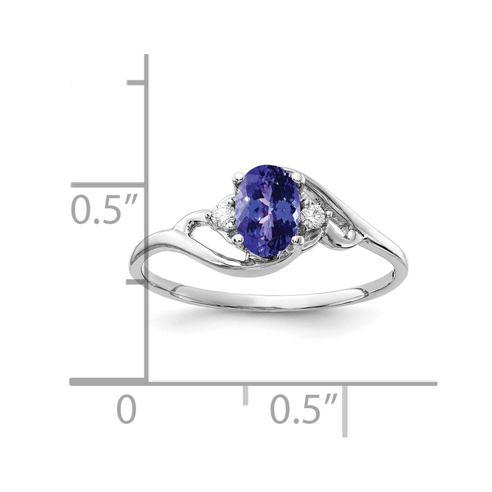 14k White Gold 6x4mm Oval Tanzanite AAA Diamond ring