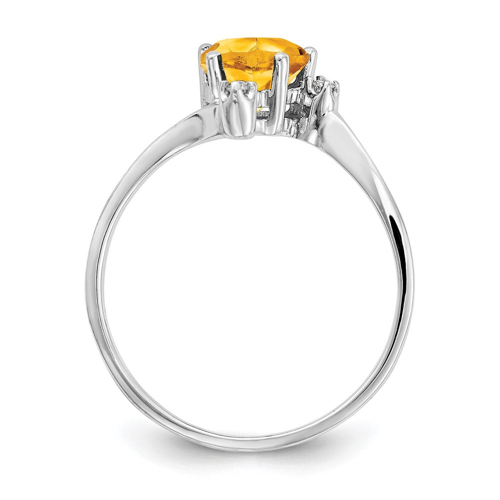 Solid 14k White Gold Simulated Citrine CZ Ring