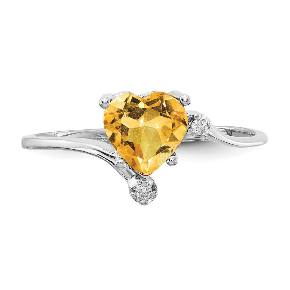 Solid 14k White Gold Simulated Citrine CZ Ring