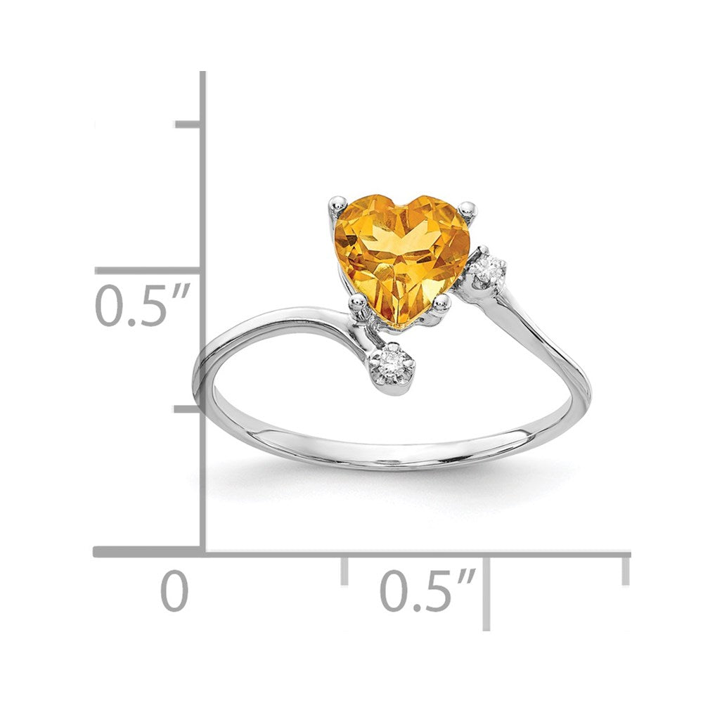 Solid 14k White Gold Simulated Citrine CZ Ring