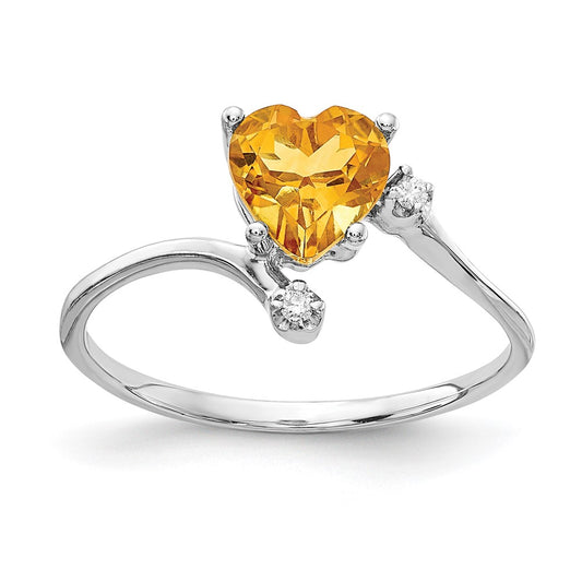 14k White Gold Citrine Real Diamond ring