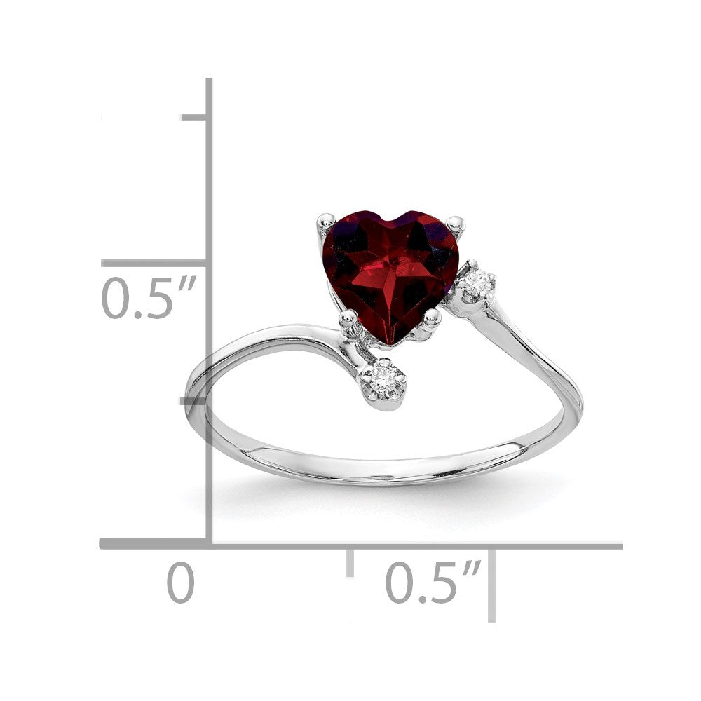 14k White Gold 6mm Heart Garnet AAA Diamond ring