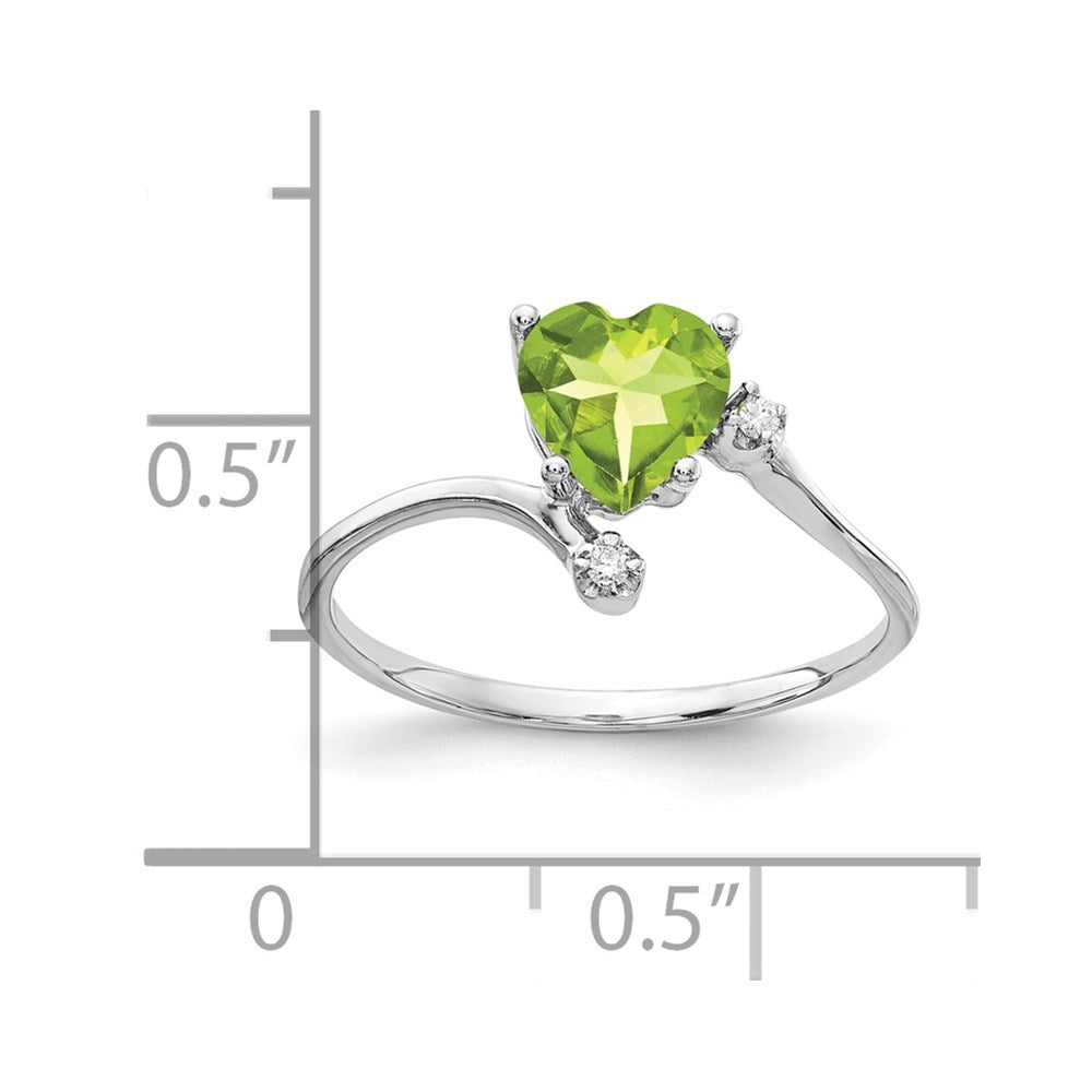 Solid 14k White Gold 6mm Heart Simulated Peridot A CZ Ring