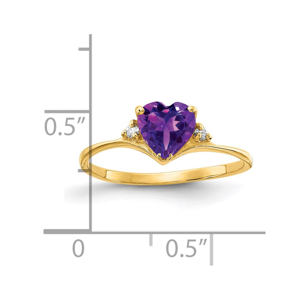 Solid 14k Yellow Gold 6mm Heart Simulated Amethyst A CZ Ring