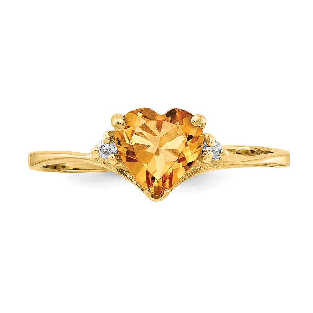 Solid 14k Yellow Gold Simulated Citrine CZ Ring