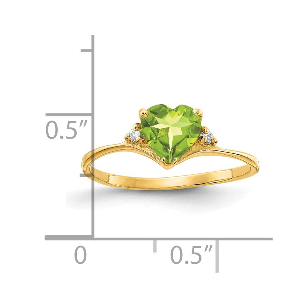 Solid 14k Yellow Gold 6mm Heart Simulated Peridot A CZ Ring