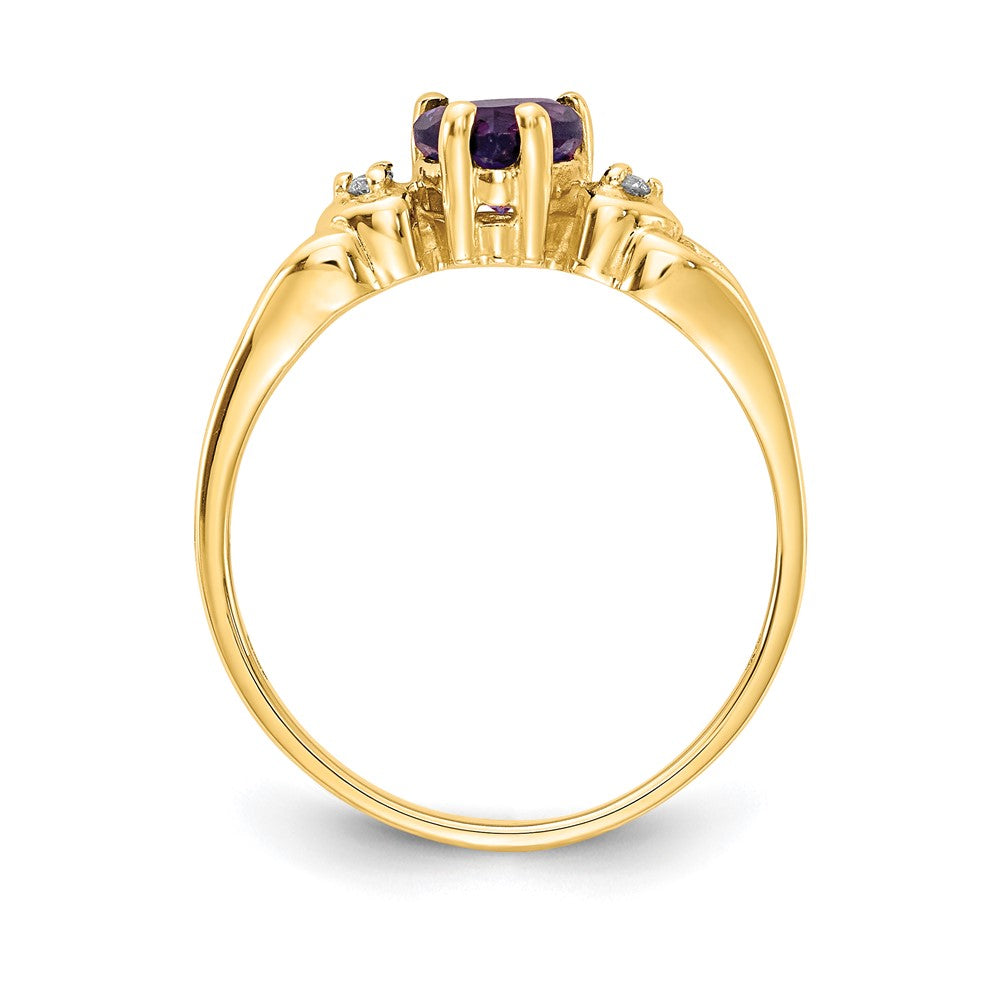 Solid 14k Yellow Gold 5mm Heart Simulated Amethyst AA CZ Ring