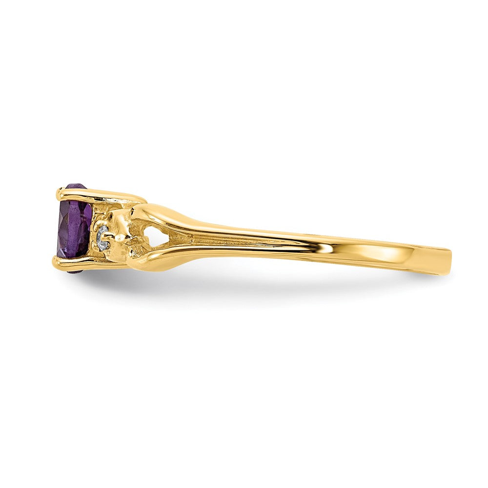 Solid 14k Yellow Gold 5mm Heart Simulated Amethyst AA CZ Ring