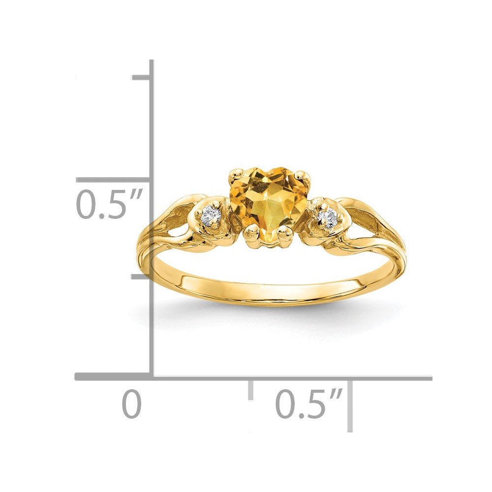 Solid 14k Yellow Gold 5mm Heart Simulated Citrine A CZ Ring