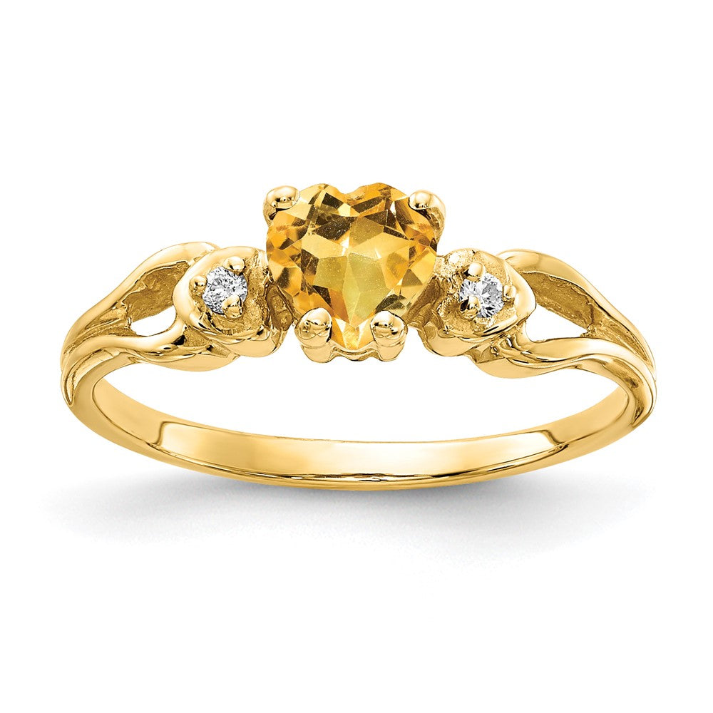 Solid 14k Yellow Gold 5mm Heart Simulated Citrine A CZ Ring