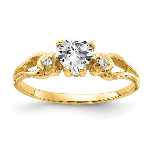 14k Yellow Gold 5mm Heart Cubic Zirconia AAA Diamond ring