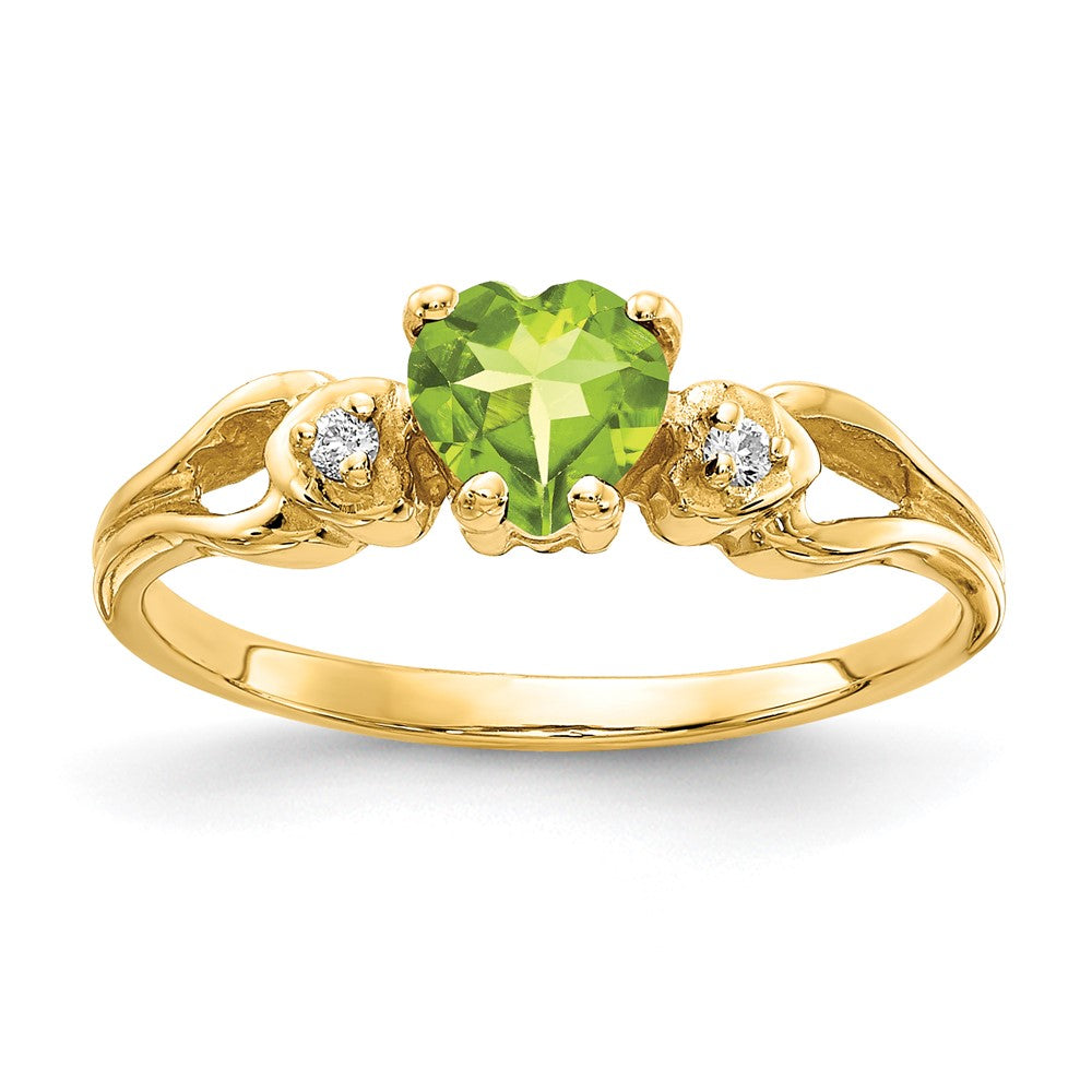 14K Yellow Gold 5mm Heart Peridot A Real Diamond ring