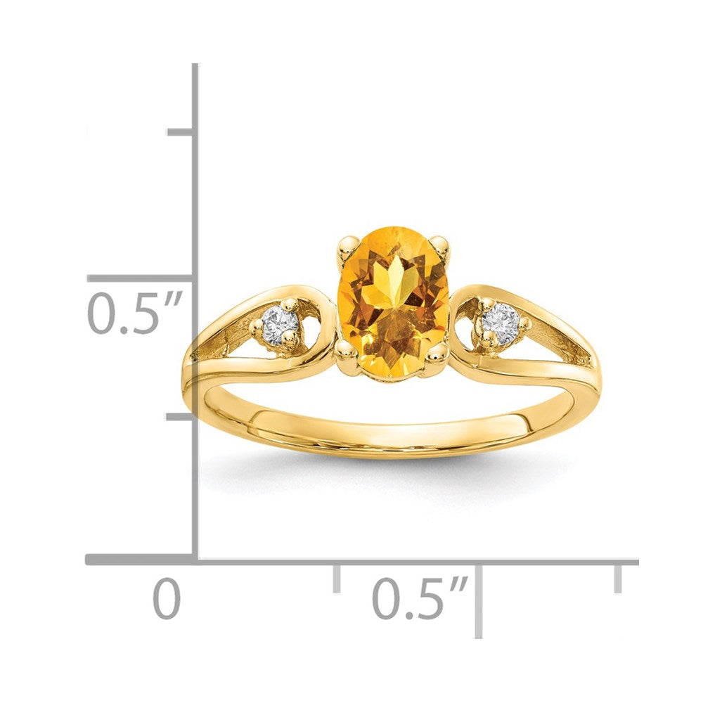 Solid 14k Yellow Gold 7x5mm Oval Simulated Citrine A CZ Ring