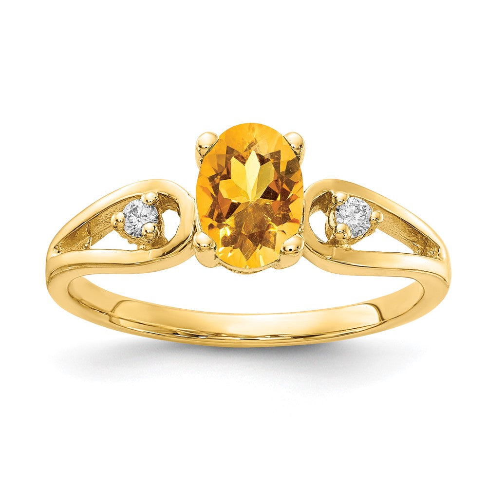 Solid 14k Yellow Gold 7x5mm Oval Simulated Citrine A CZ Ring