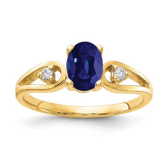 14K Yellow Gold 7x5mm Oval Sapphire A Real Diamond ring