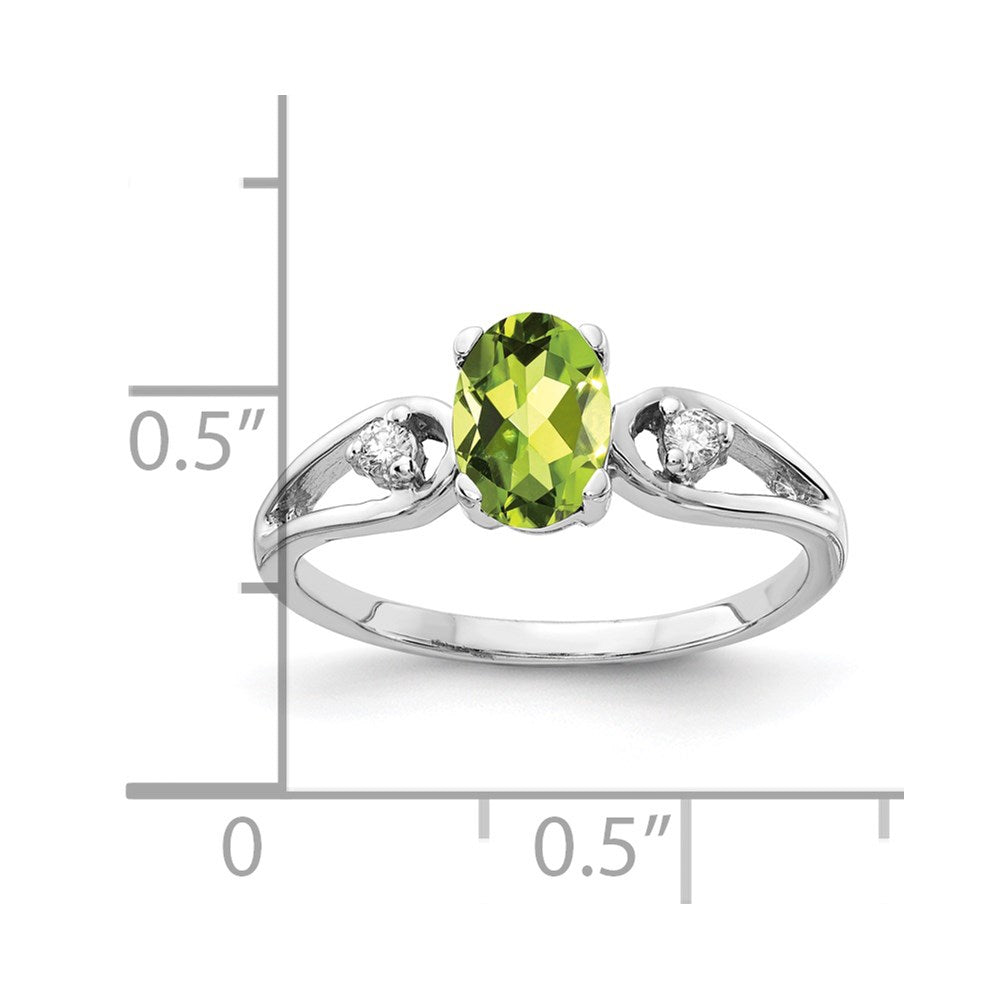 14k White Gold 7x5mm Oval Peridot VS Real Diamond ring