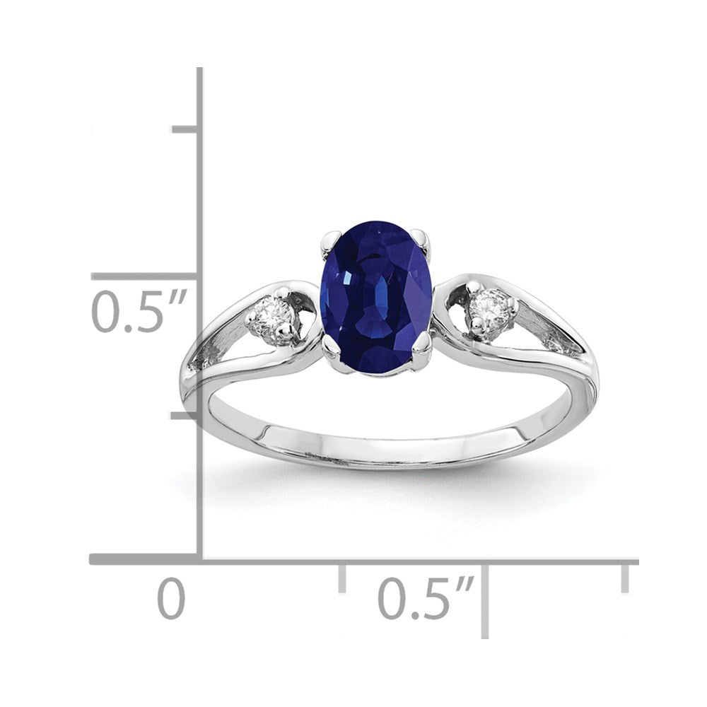 14k White Gold 7x5mm Oval Sapphire VS Real Diamond ring