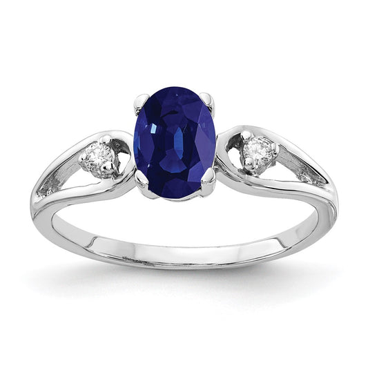 14k White Gold 7x5mm Oval Sapphire VS Real Diamond ring