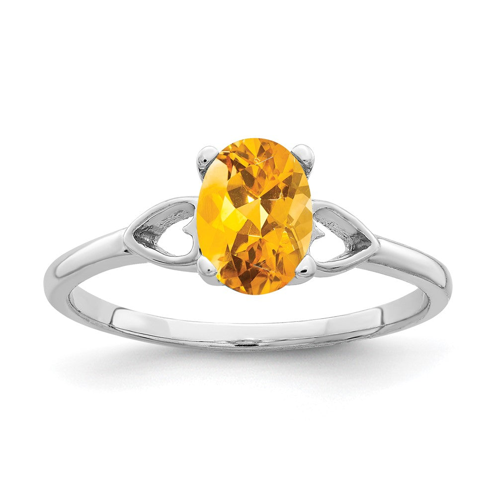 Solid 14k White Gold 7x5mm Oval Simulated Citrine Ring