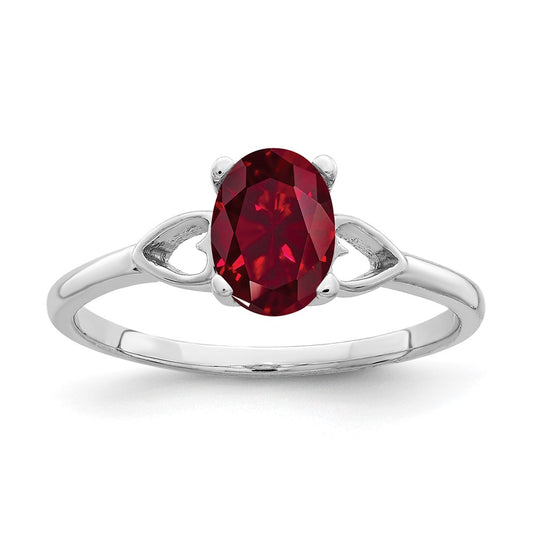 14k White Gold 7x5mm Oval Created Ruby ring