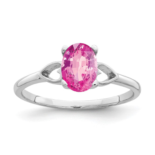 14k White Gold 7x5mm Oval Pink Sapphire ring