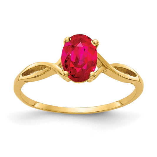 14K Yellow Gold 7x5mm Oval Ruby ring