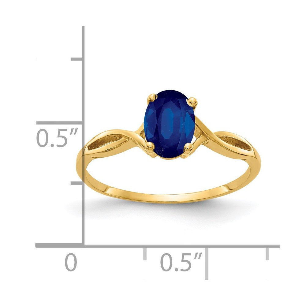 14K Yellow Gold 7x5mm Oval Sapphire ring