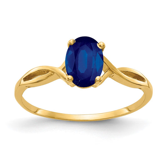 14K Yellow Gold 7x5mm Oval Sapphire ring