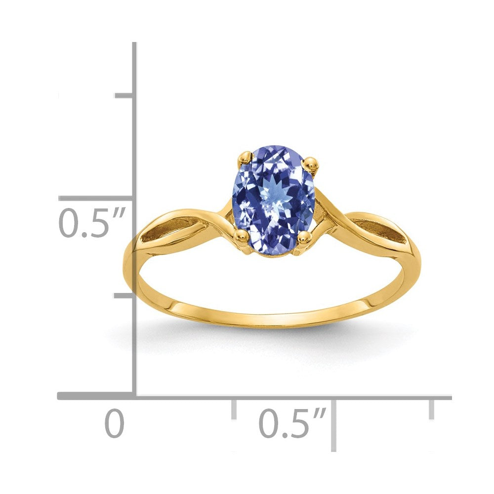 14k Yellow Gold 7x5mm Oval Tanzanite ring